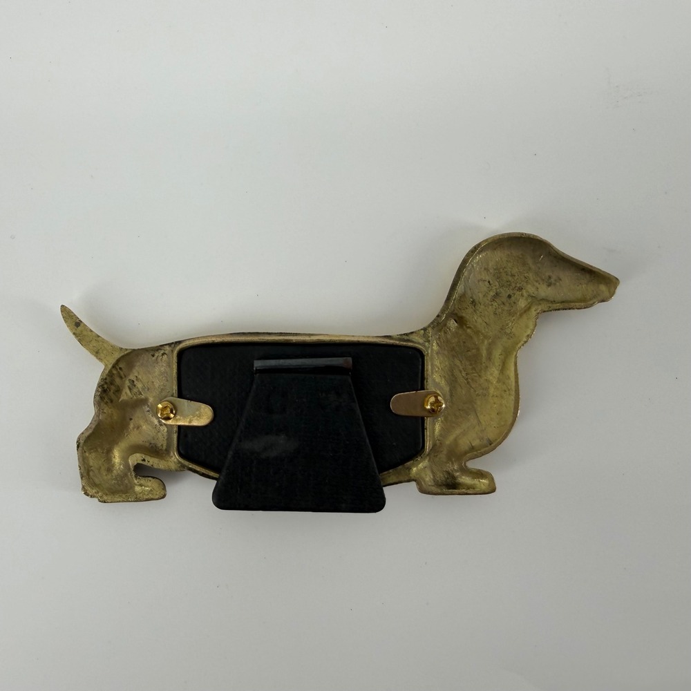 Vintage 1981 Hallmark Brass Dachshund Wiener Dog Double Picture Frame - Picture 2 of 8